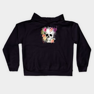 Sage Tribe floral Skull With roses Kids Hoodie